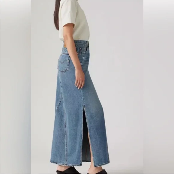 Levi's Maxi Skirt size 24 jeans light blue - Picture 2 of 11